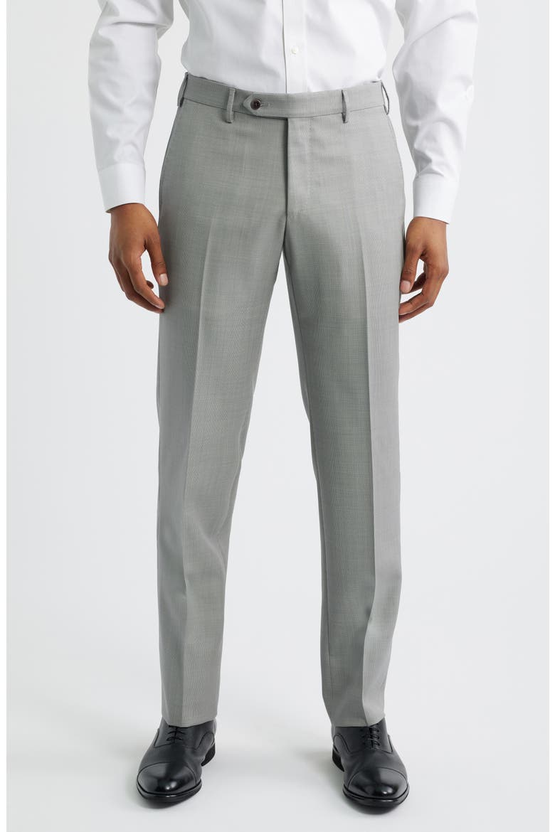 Parker Flat Front Wool Dress Pants, Main, color, LIGHT GREY