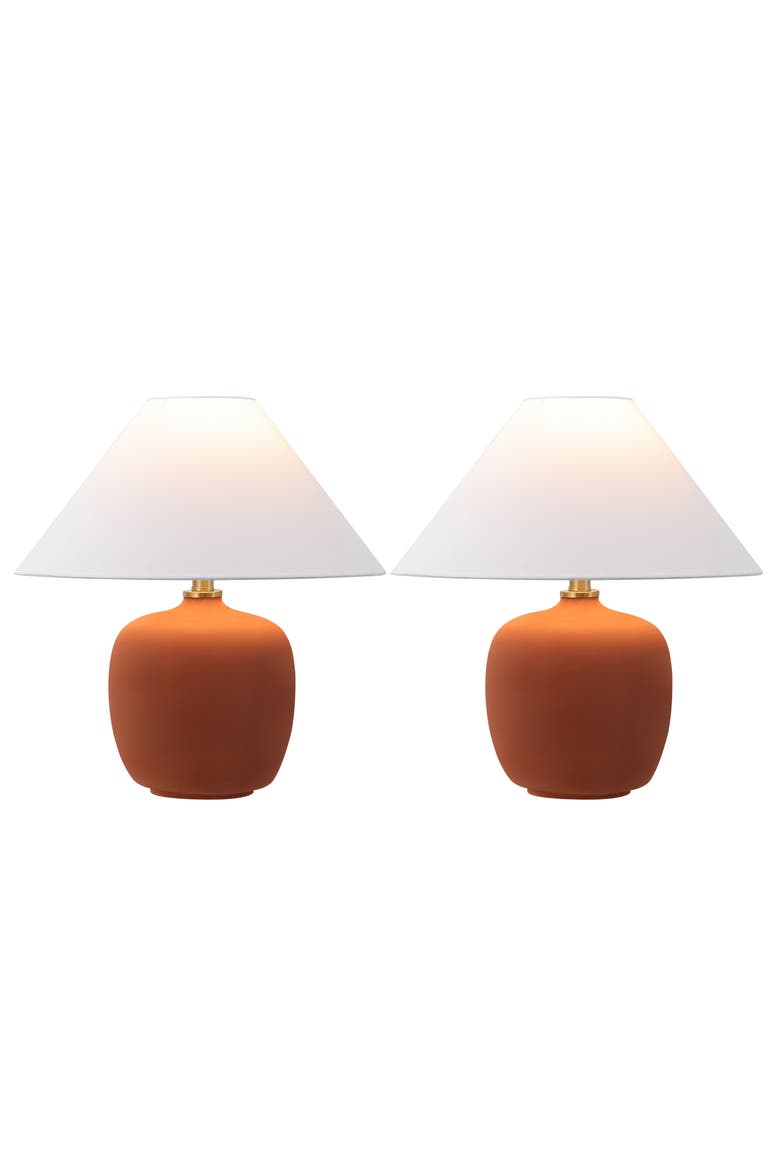 Delphi 18.25" Minimalist Scandinavian Resin/Iron LED Table Lamp, Alternate, color, Matte Wine Red