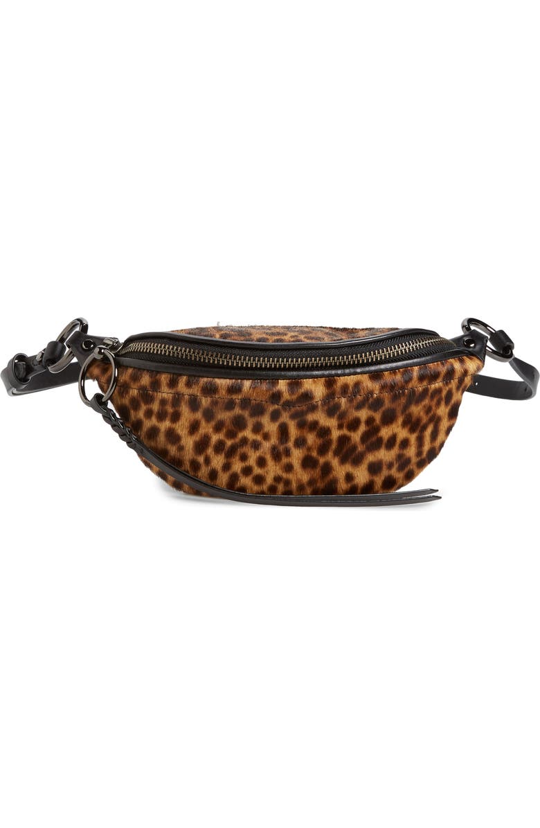 Rebecca Minkoff Mini Bree Leopard Print Genuine Calf Hair Belt Bag, Main, color,