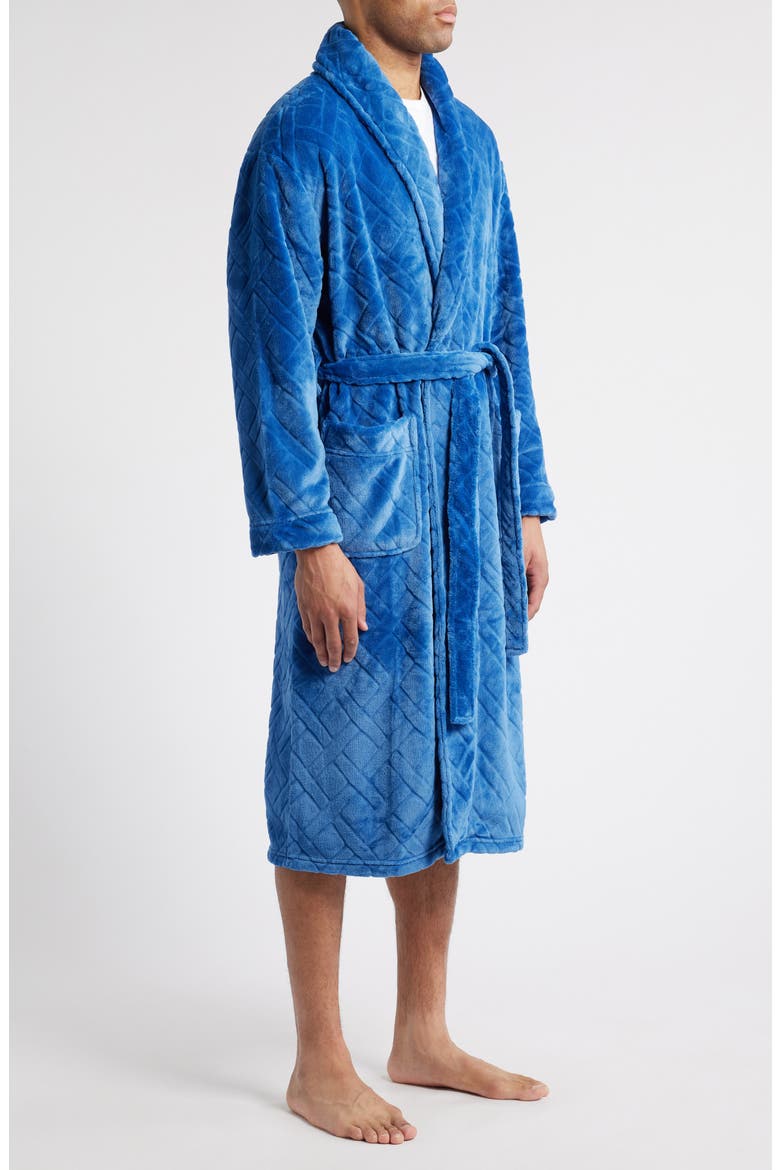 Crossroads Basket Weave Fleece Robe, Alternate, color, DENIM BLUE