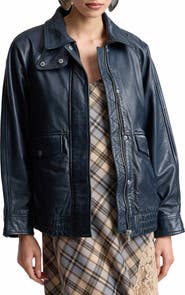 Avec Les Filles Oversize Leather Bomber Jacket
