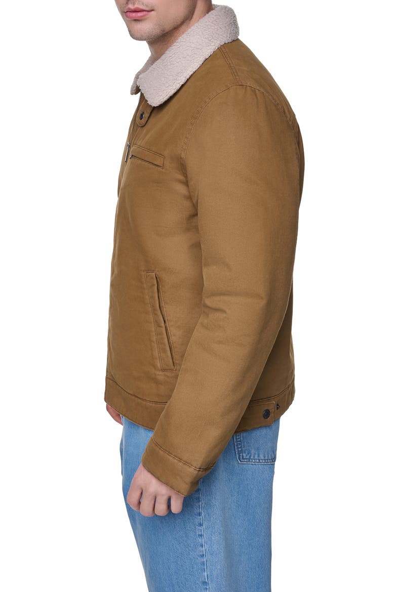 Western Utility Jacket with Faux Shearling Collar, Alternate, color, BROWN