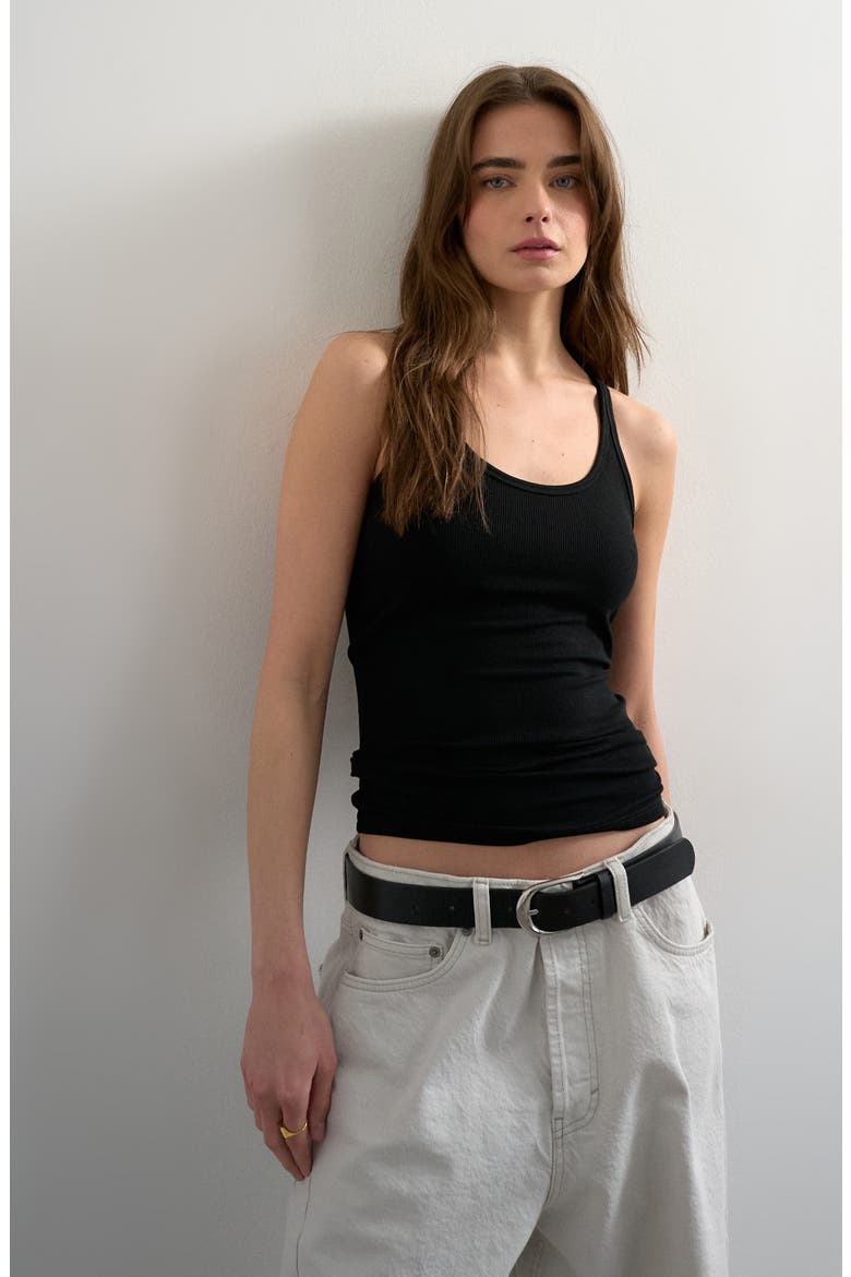 Spaghetti Strap Racerback Tank, Main, color, BLACK