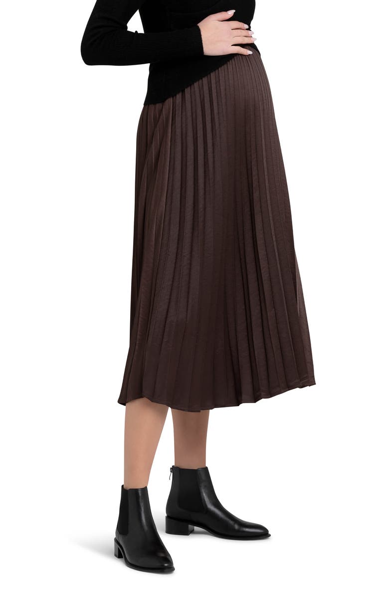 Ripe Maternity Pleated Satin Maternity Midi Skirt, Alternate, color,