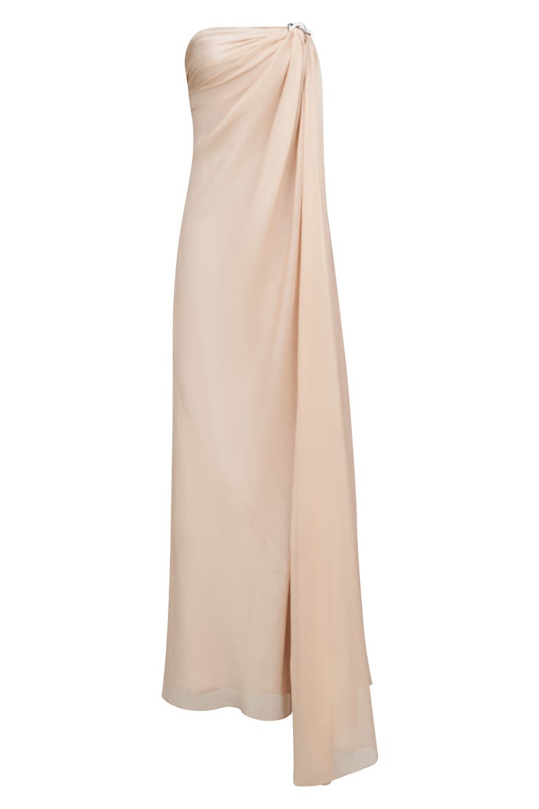 Oyster Strapless Chiffon Gown, Alternate, color, OYSTER
