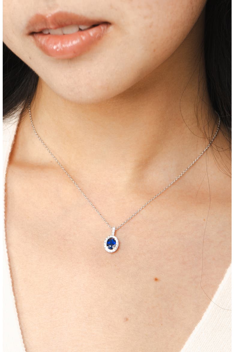 Diamond Pavé & Sapphire Pendant Necklace, Alternate, color, WHITE/ DIAMOND/ SAPPHIRE