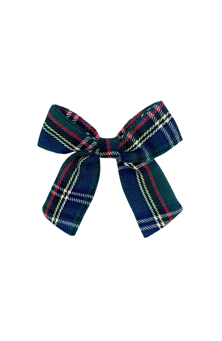 Bits & Bows Plaid Hair Bow Barrette, Main, color, Green Plaid
