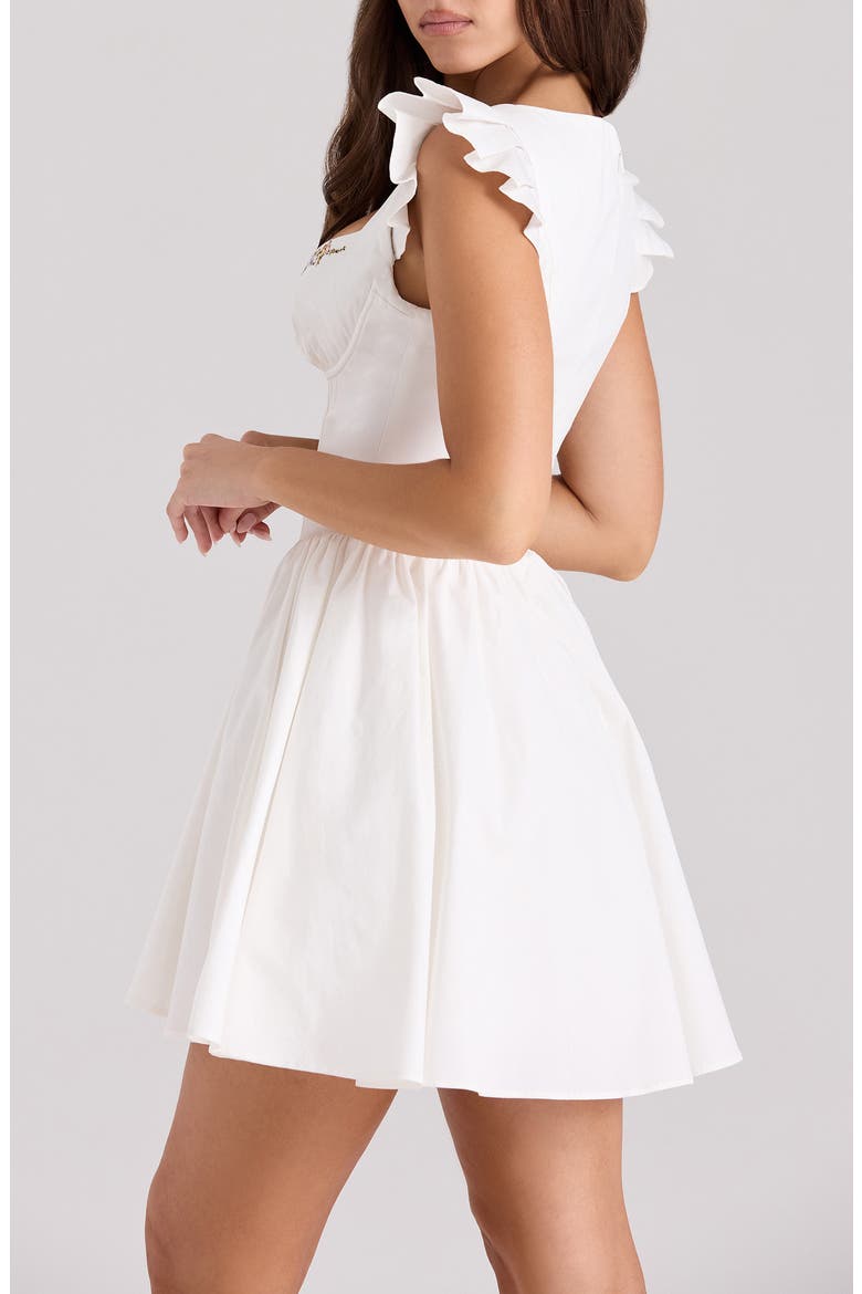 Sisi Embroidered Stretch Cotton Minidress, Alternate, color, CLOUD DANCER