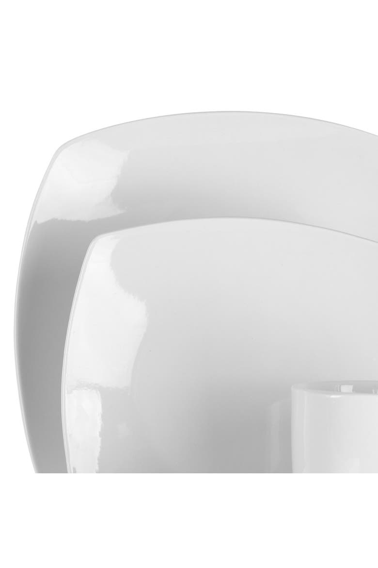 Hayes 16 Piece Square Porcelain Dinnerware Set, Alternate, color, White