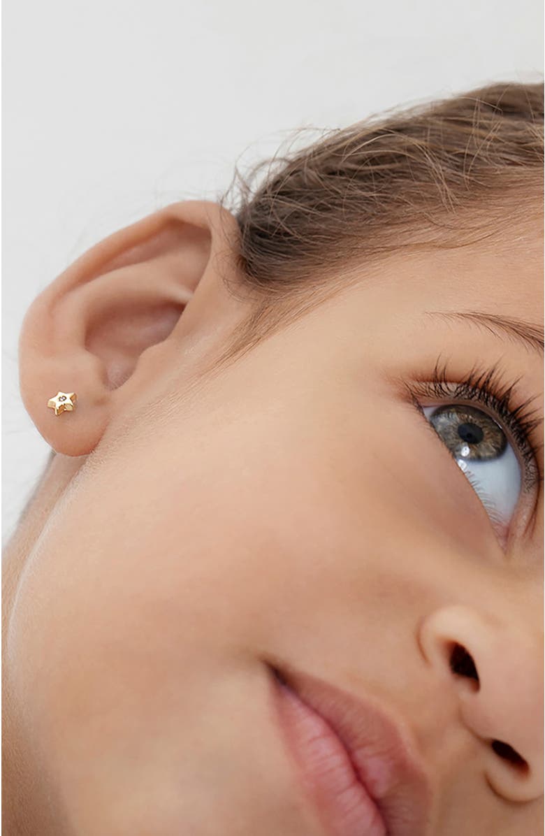 In Season Jewelry 14k Polished Cubic Zirconia Star Earrings, Alternate, color, Gold