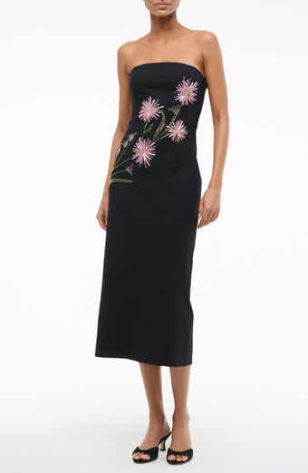 Brooke Floral Beaded Strapless Cocktail Dress