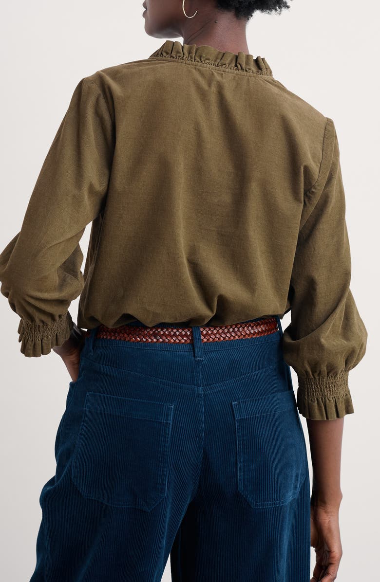 Seasalt Cornwall Feather Star Ruffle Corduroy Top, Alternate, color, Laurel