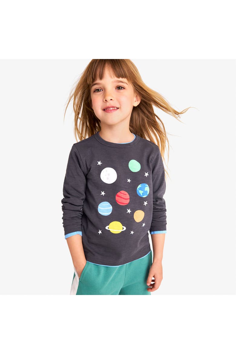 Kids Long Sleeve Solar System Tee, Alternate, color, Asphalt Planet