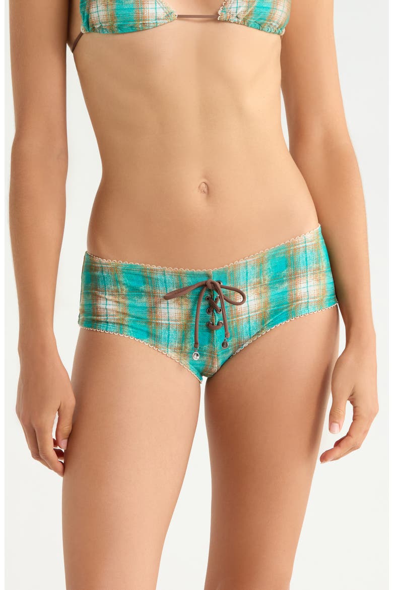Lace-Up Micro Bikini Bottoms, Main, color, TEAL