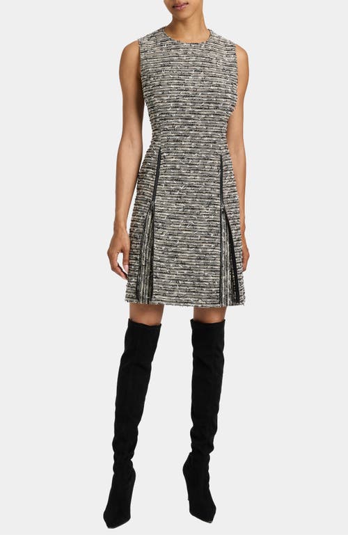 Santorelli Ida Modern Tweed Shift Dress With Skirt Zipper Detail In Black