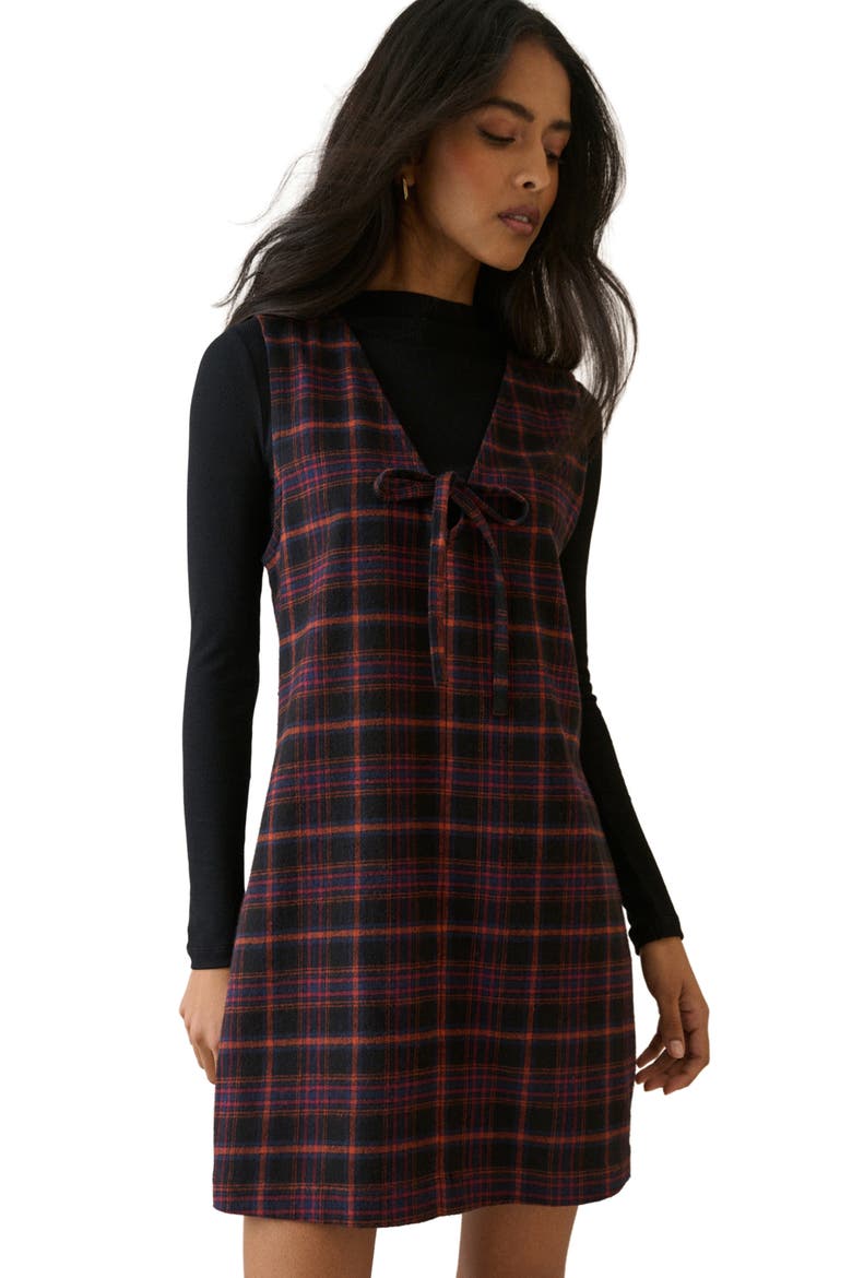 Nila Plaid Pinafore Minidress, Alternate, color, MULTI