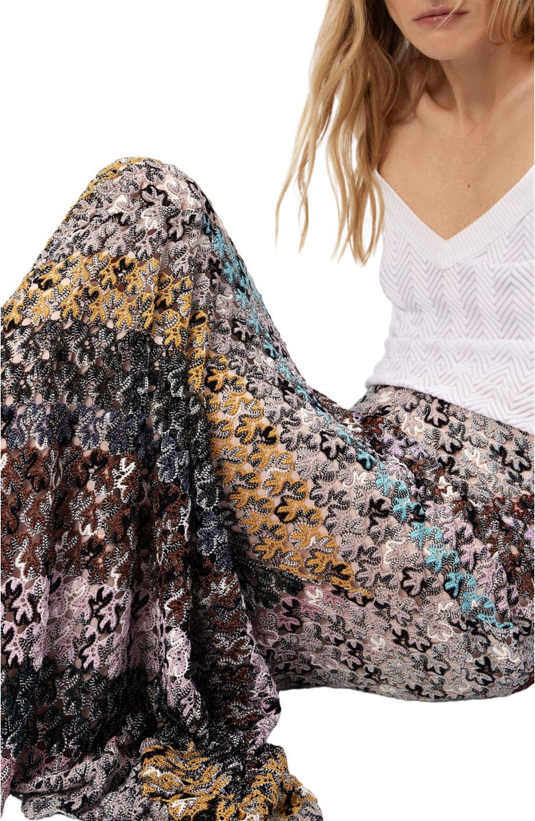 Missoni Flared Long Skirt In Lace, Alternate, color, Multicoloured