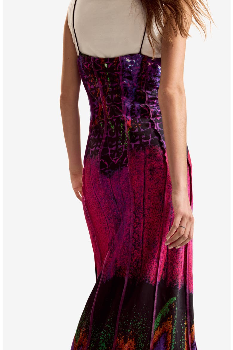 Mixed Media Print Midi Dress, Alternate, color, FUCHSIA