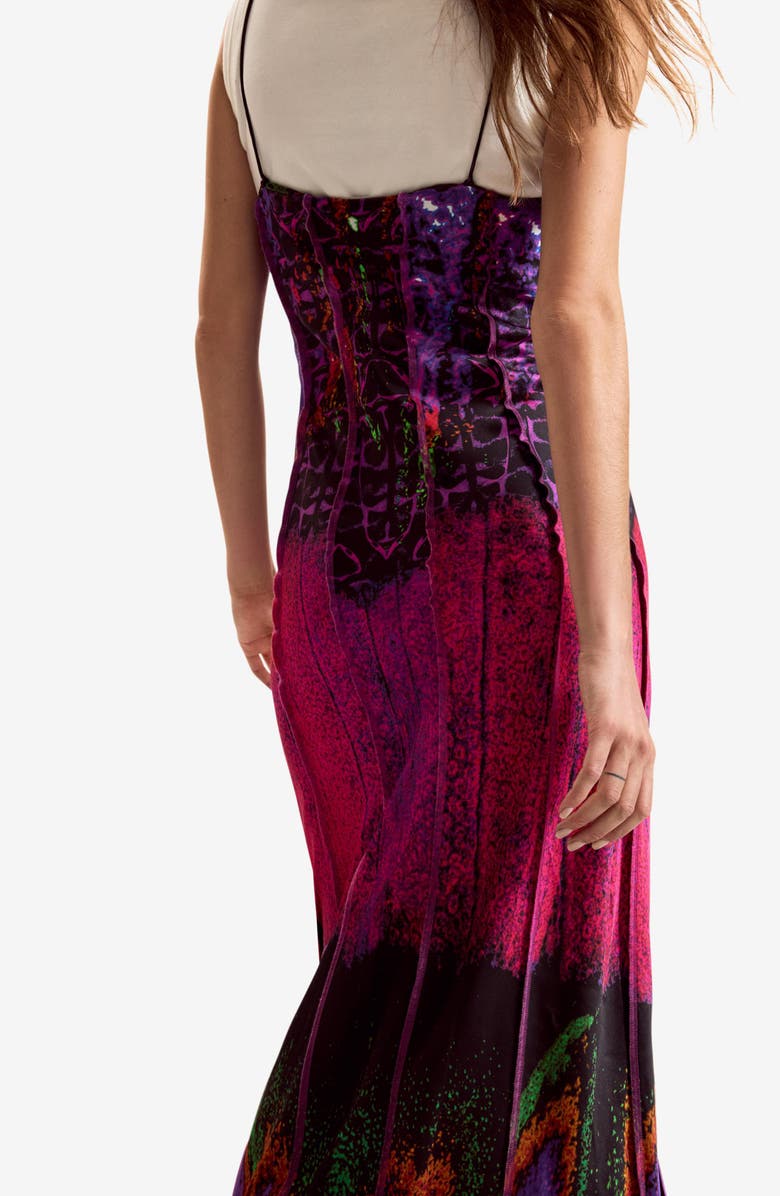 Desigual Mixed Media Print Midi Dress, Alternate, color, Fuchsia