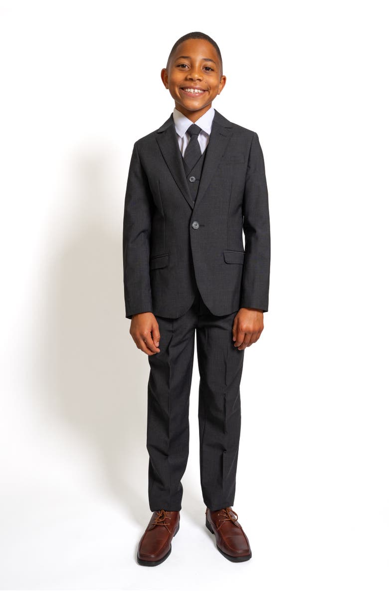 Peanut Butter Collection Kids' Luxor 5-Piece Slim Fit Suit, Main, color, Kem Charcoal