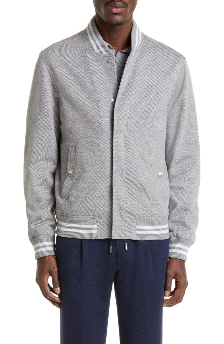 Thom Sweeney Veracity Wool & Cotton Jersey Sweater Jacket, Main, color,