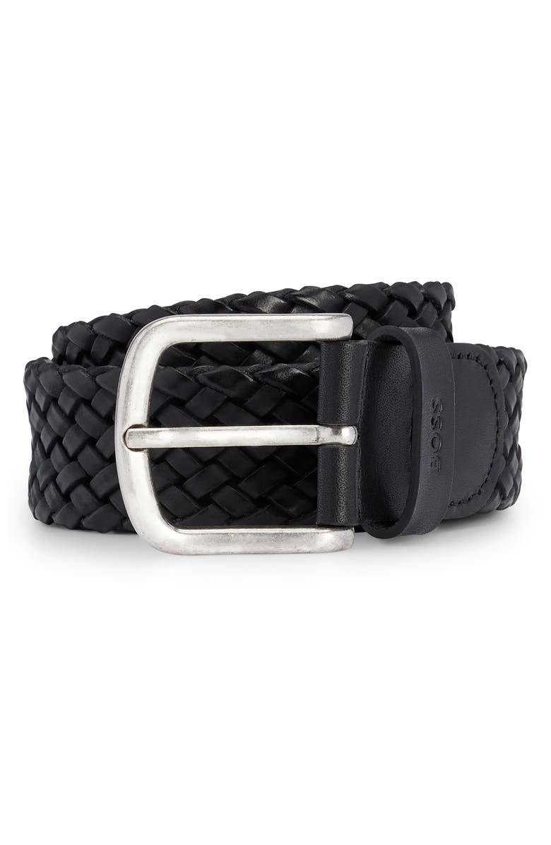 BOSS Sash Woven Leather Belt, Main, color,