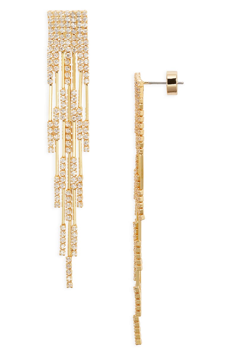 Nordstrom Cubic Zirconia Fringe Drop Earrings, Main, color, Clear- Gold