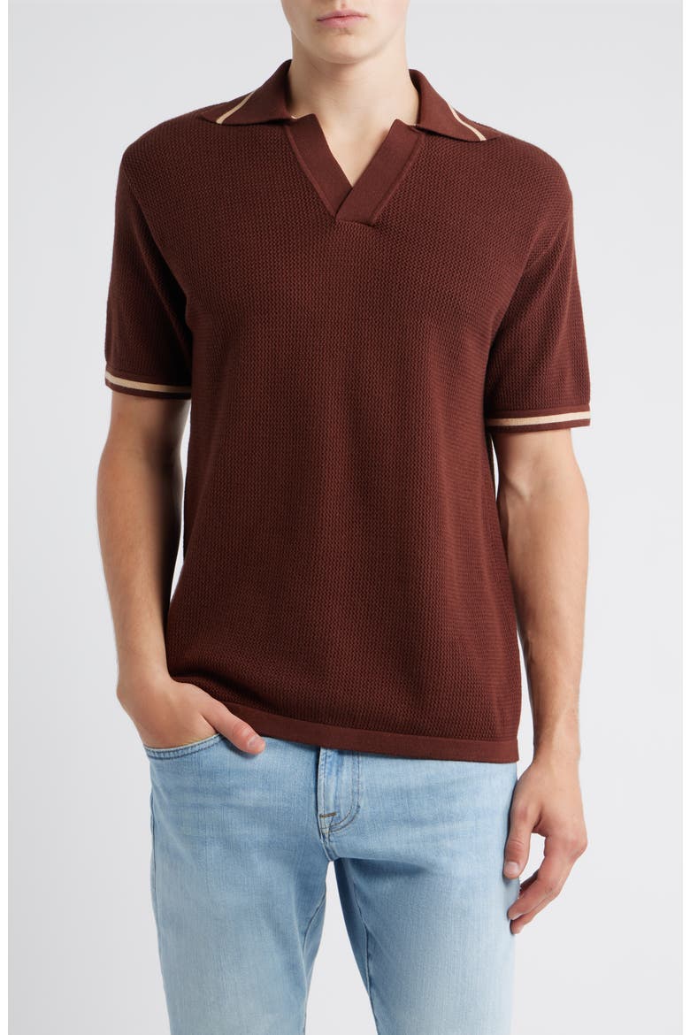 Textured Knit Polo, Main, color, BROWN