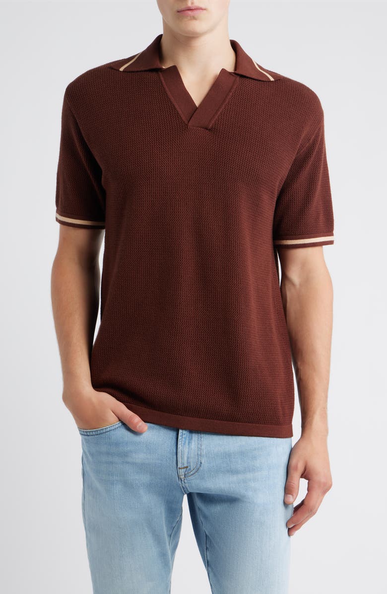 MAVRANS Textured Knit Polo, Main, color, Brown