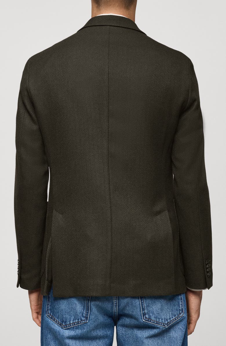 MANGO Slim Fit Herringbone Double Breasted Blazer, Alternate, color,