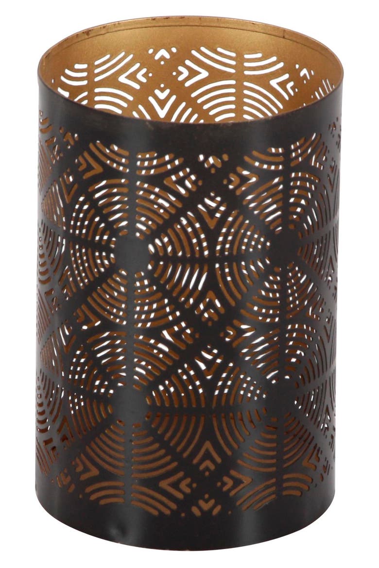 Set of 3 Textured Metal Lantern Candle Holders, Alternate, color, DARK BROWN