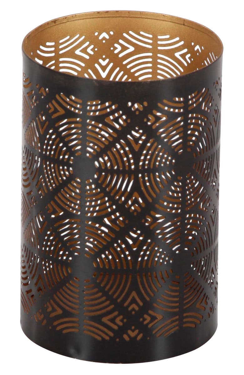 WILLOW ROW Set of 3 Textured Metal Lantern Candle Holders, Alternate, color, Dark Brown