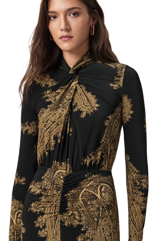 Allsaints Mina Twist Front Long Sleeve Maxi Dress In Multi