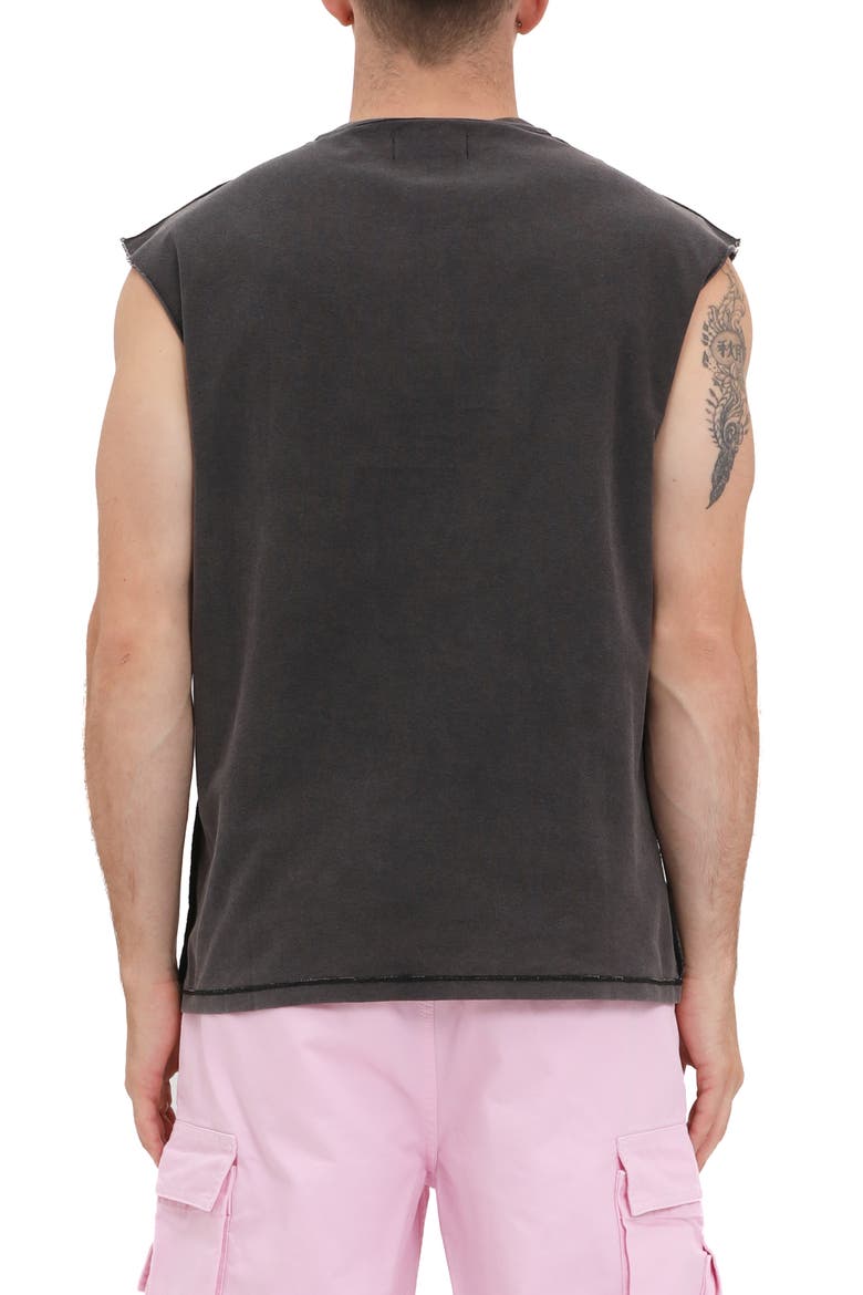 Textured Jersey Sleeveless Graphic T-Shirt, Alternate, color, BLACK