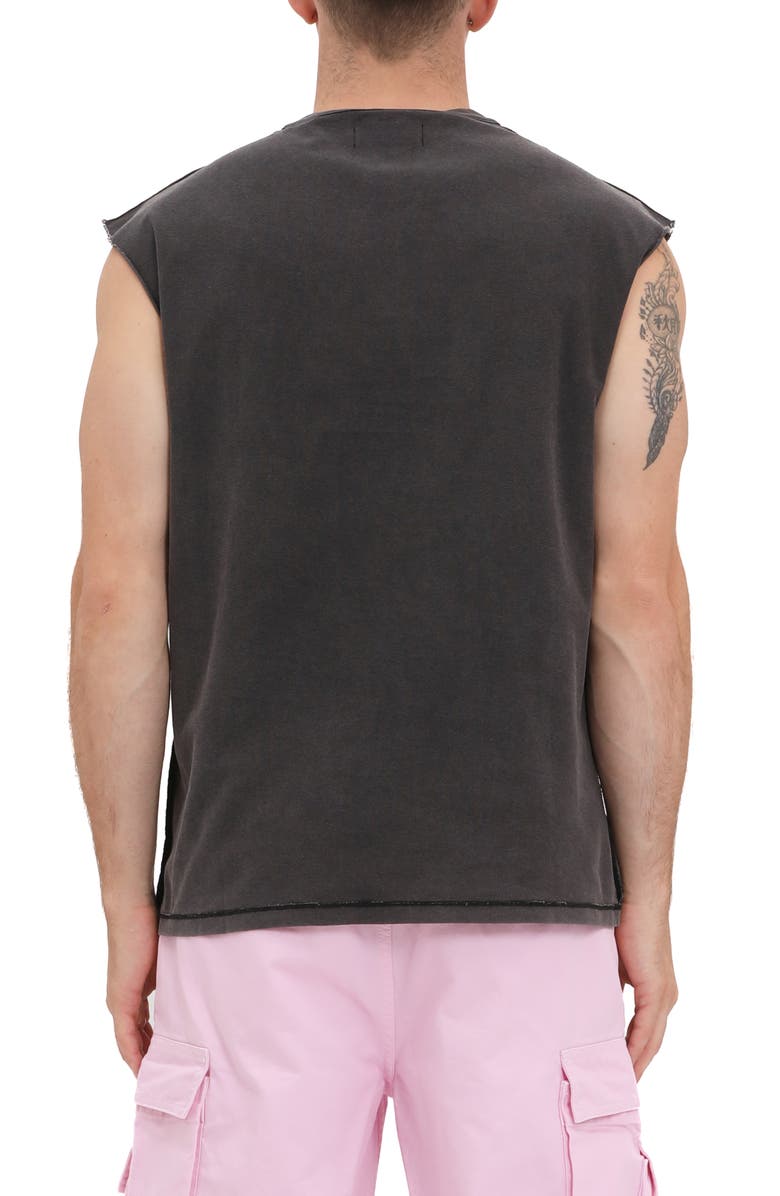 Textured Jersey Sleeveless Graphic T-Shirt