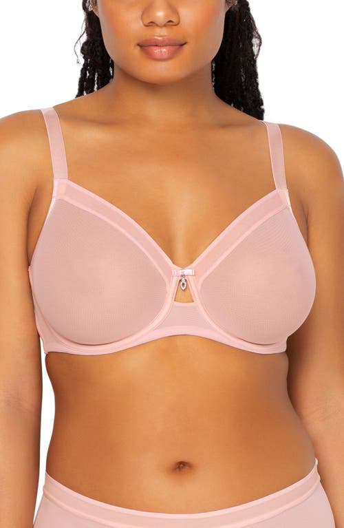Curvy Couture Full Figure Mesh Underwire Bra in Blushing Rose at Nordstrom, Size 46C