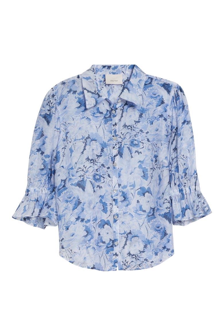 Fiona Floral Button-Up Top, Alternate, color, NAVY MULTI