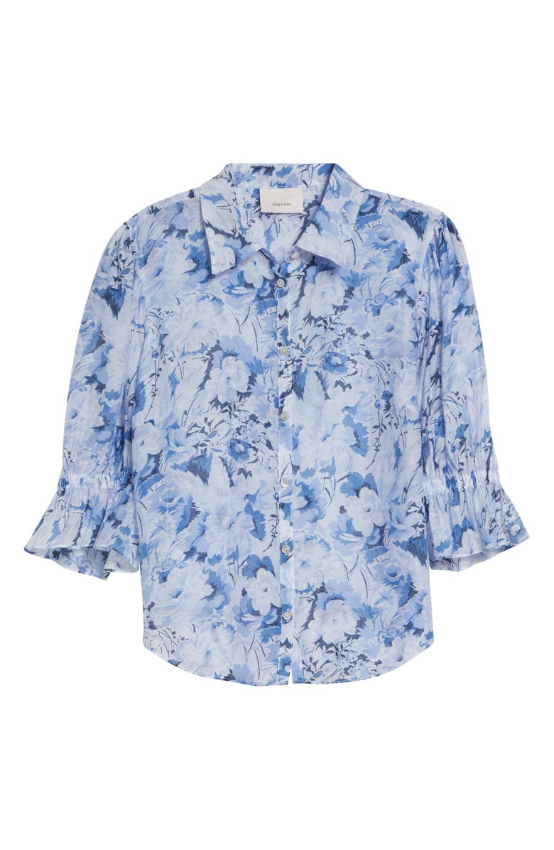 Cinq à Sept Fiona Floral Button-Up Top, Alternate, color, Navy Multi