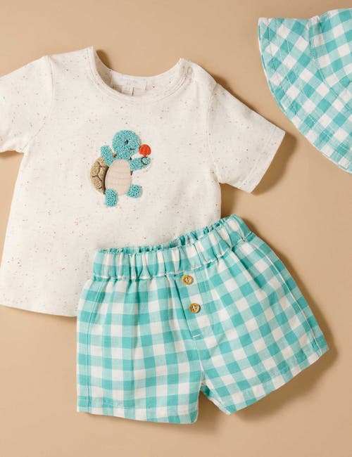 Purebaby Tee & Gingham Short Set In White