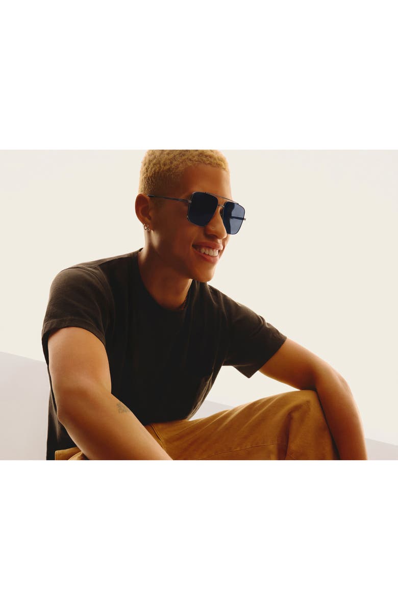 QUAY Level Out 60mm Aviator Sunglasses, Alternate, color, Brushed Gunmetal/ Navy