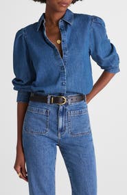 Madewell Puff Sleeve Denim Button-Up Shirt