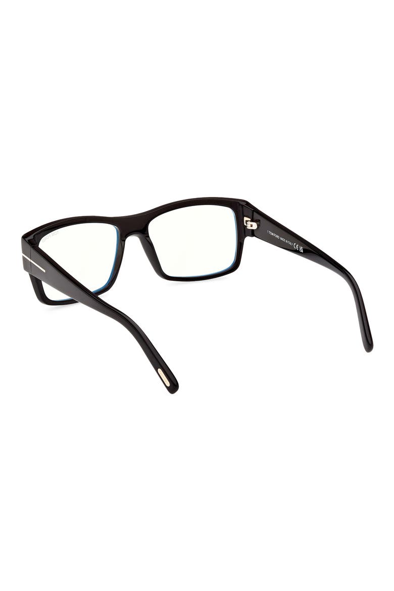 55mm Square Blue Light Blocking Glasses, Alternate, color, BLACK ECO / T LOGO
