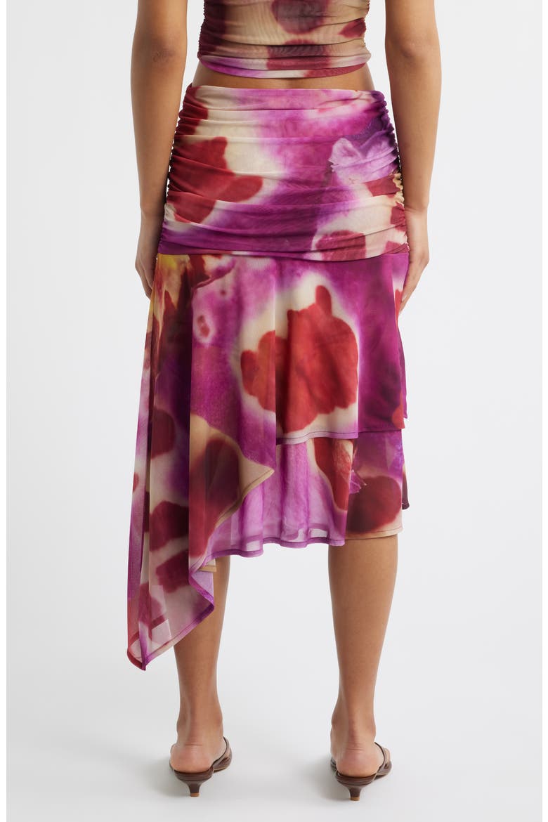 Festa Print Asymmetric Hem Midi Skirt, Alternate, color, BLOOM