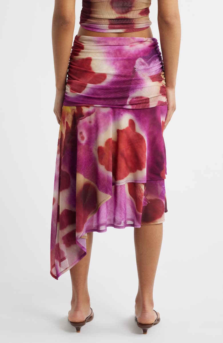 Feners Festa Print Asymmetric Hem Midi Skirt, Alternate, color, Bloom