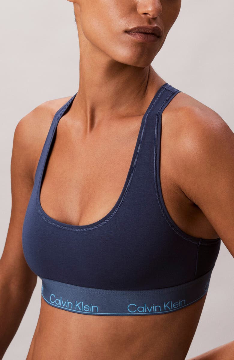 Calvin Klein Lightly Lined Racerback Bralette, Alternate, color, Dark Denim