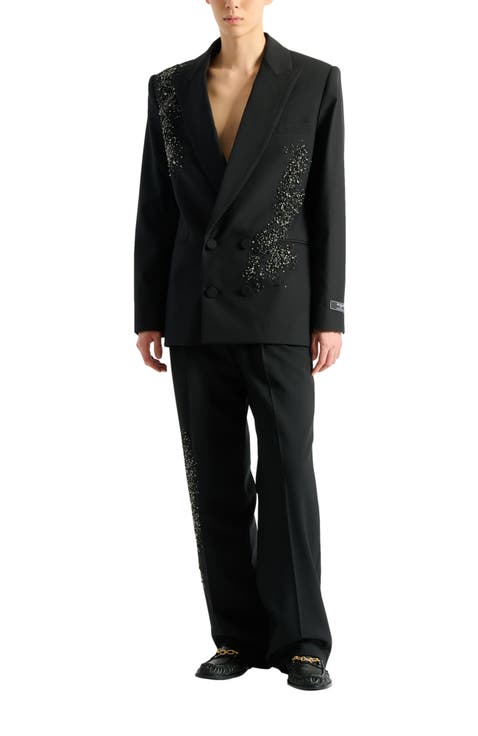 Wool blazer with "Sand Effect Amethyst" embroidery