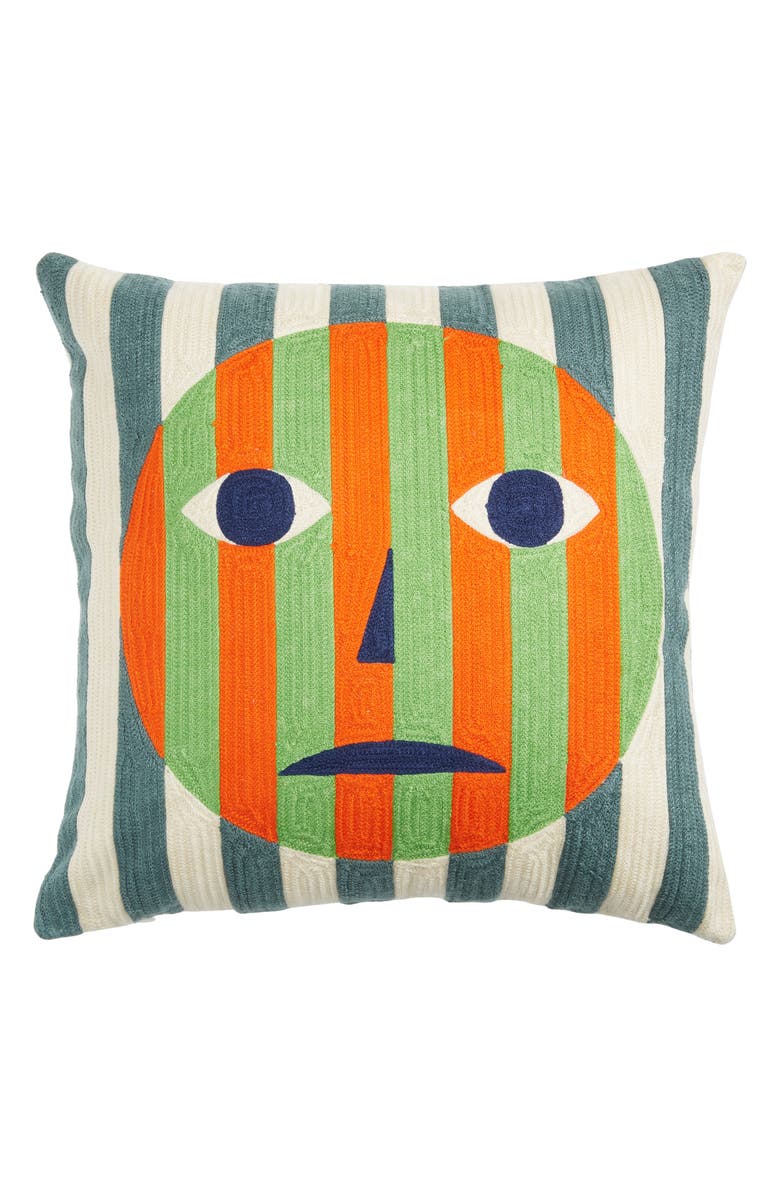 Dusen Dusen Face Embroidered Pillow, Alternate, color, 
