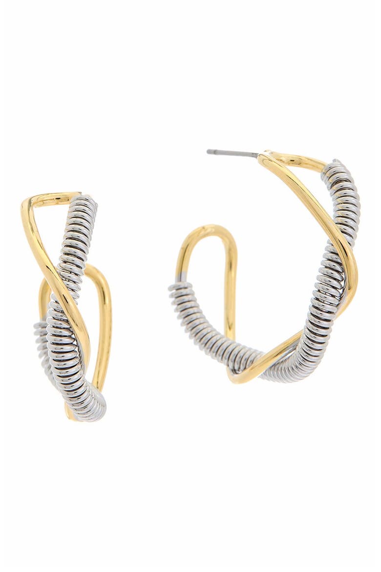 Two-Tone Twisted Hoop Earrings, Main, color, TWO TONE