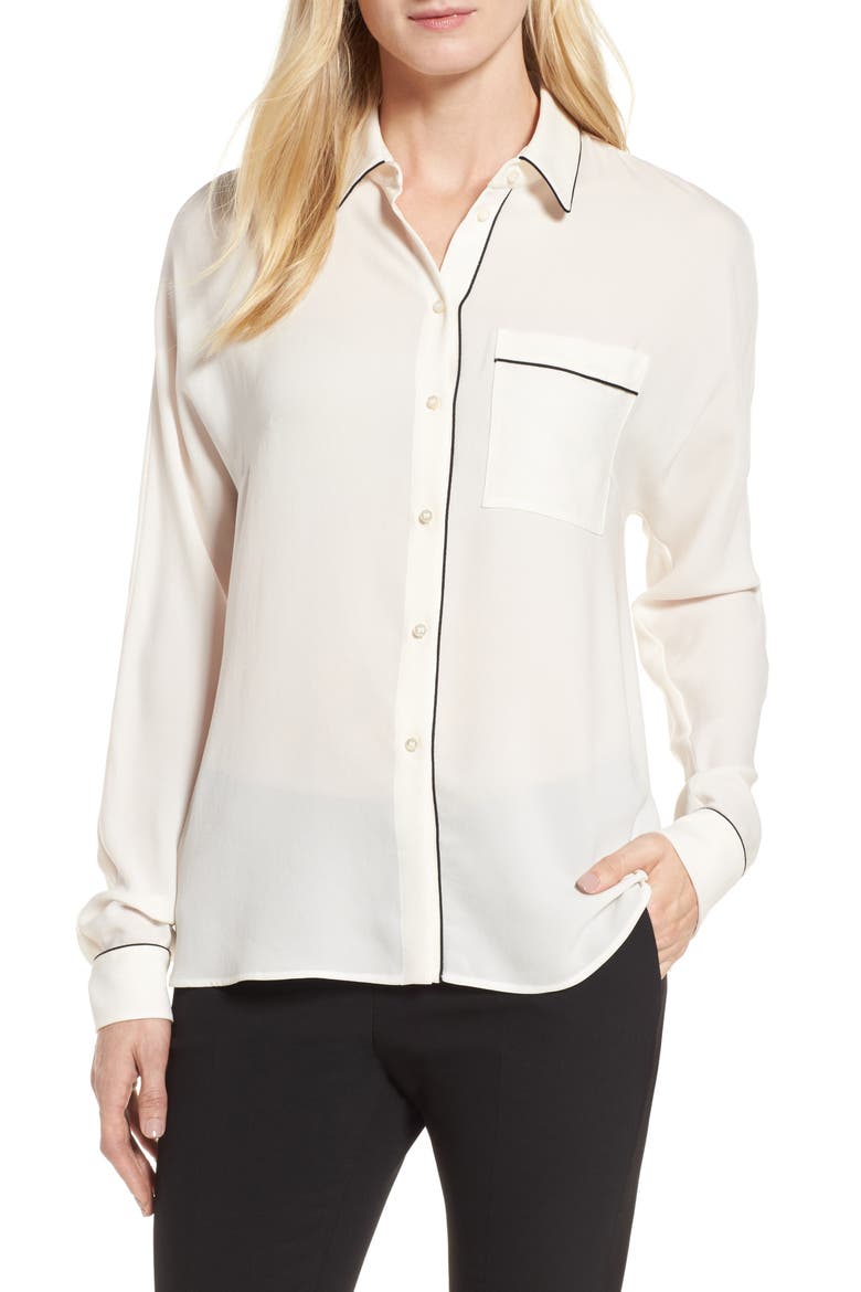 Benisa Piped Blouse, Main, color, VANILLA