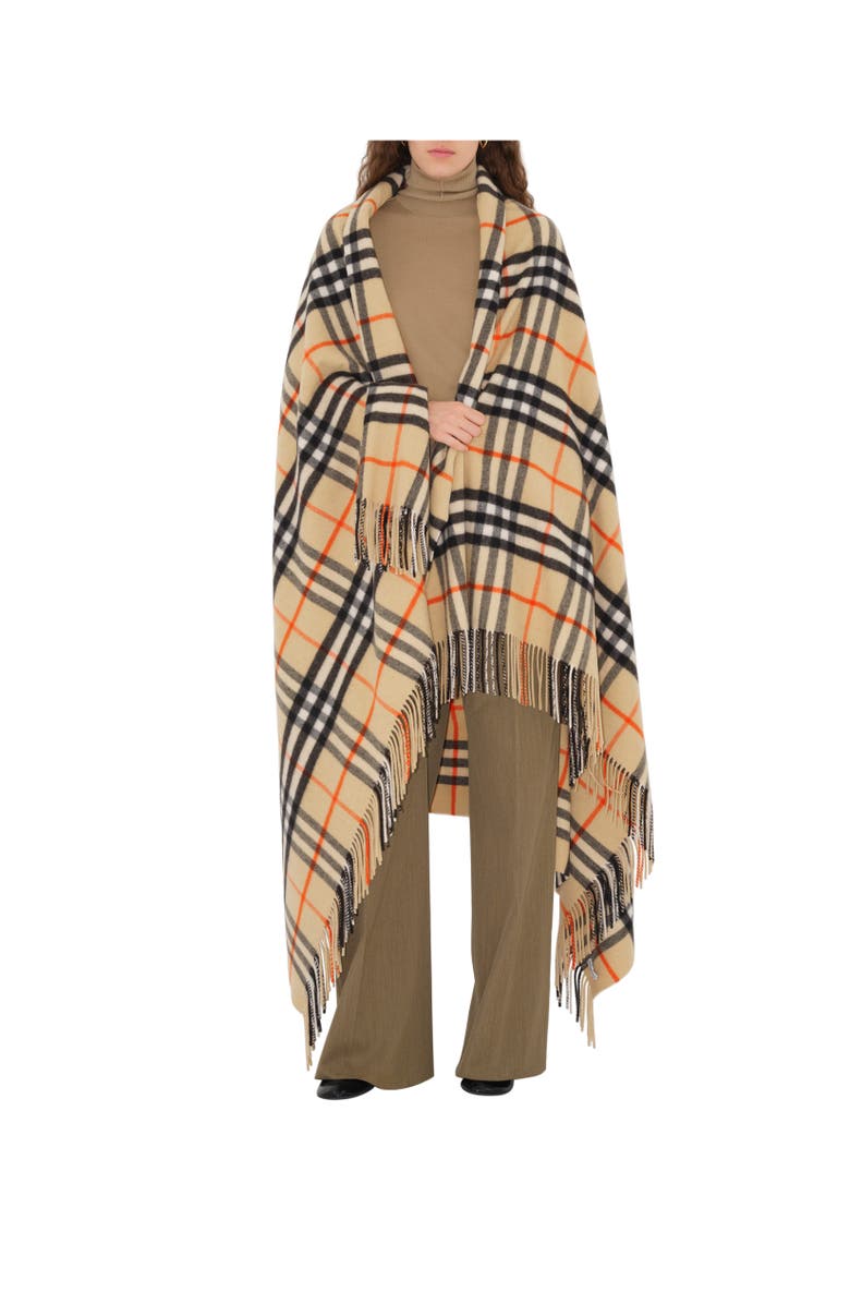 Burberry Check Cashmere Blanket, Alternate, color, Sand
